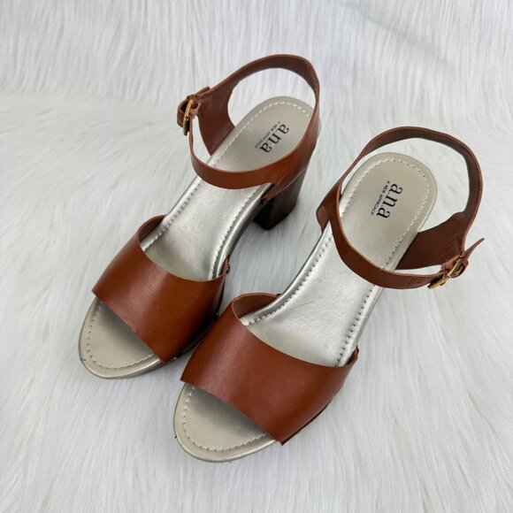 ANA VIsta Platform Chunky Heel Clog Ankle Strap Open Toe Sandals Size 10 Brown - Picture 10 of 11
